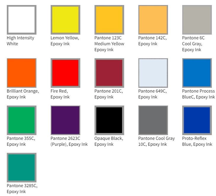 Different Colors for Metal Silk Screen Printing